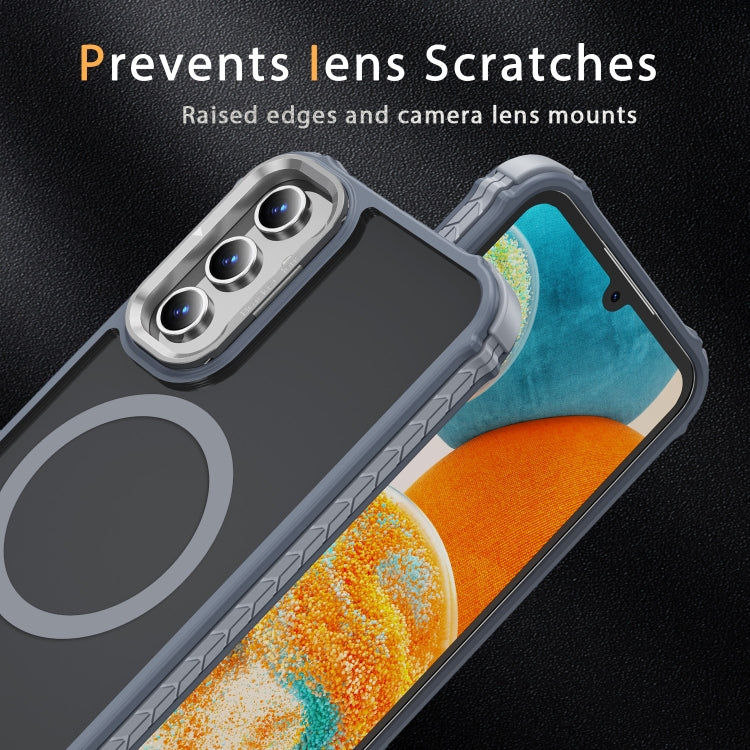For Samsung Galaxy A15 Rainbow Series Skin Feel MagSafe Lens Holder Phone Case