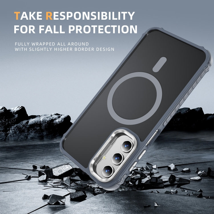 For Samsung Galaxy A15 Rainbow Series Skin Feel MagSafe Lens Holder Phone Case