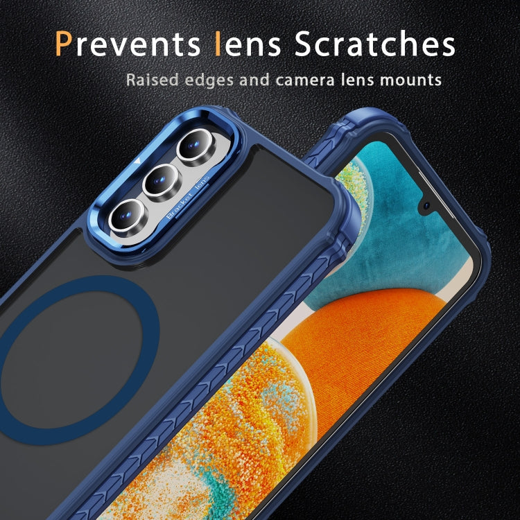 For Samsung Galaxy A15 Rainbow Series Skin Feel MagSafe Lens Holder Phone Case