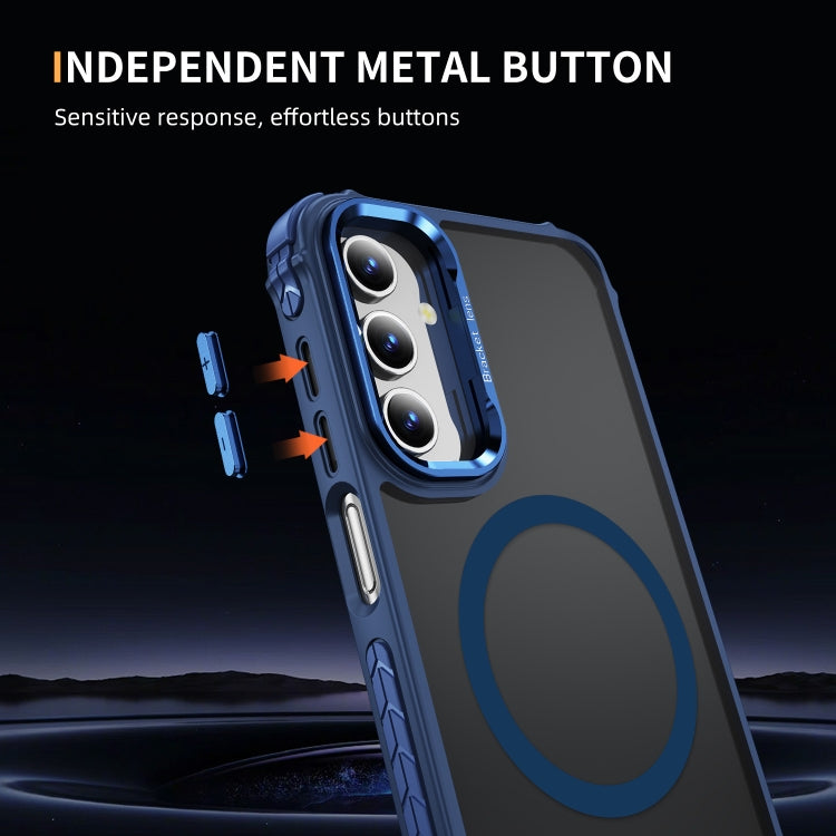 For Samsung Galaxy A15 Rainbow Series Skin Feel MagSafe Lens Holder Phone Case