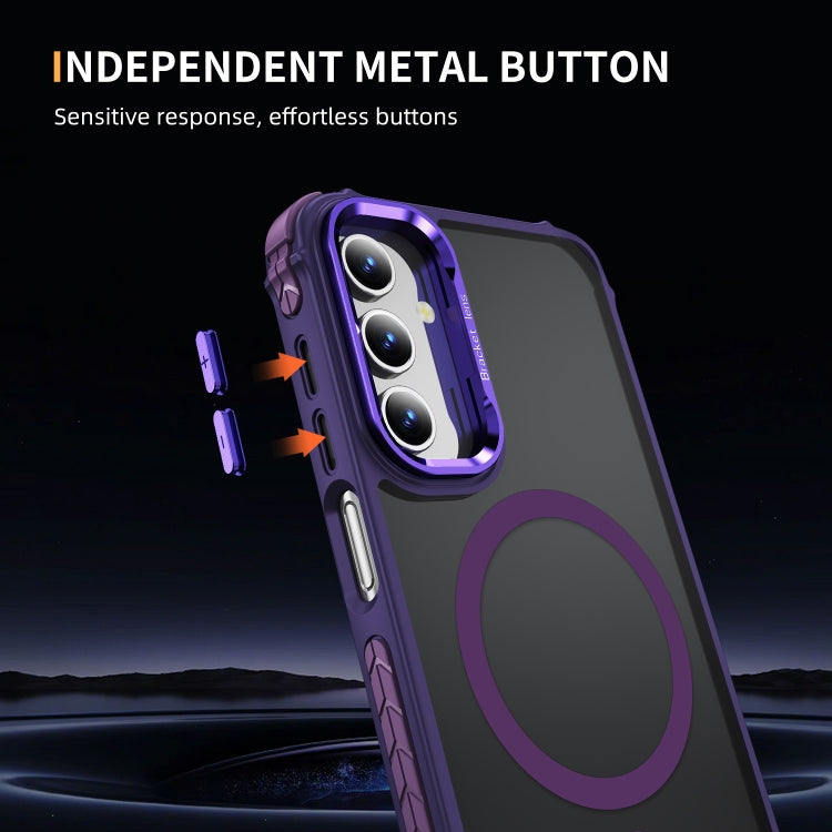For Samsung Galaxy A15 Rainbow Series Skin Feel MagSafe Lens Holder Phone Case