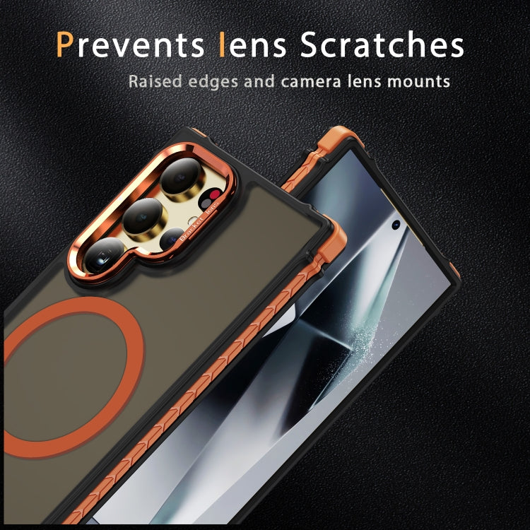 For Samsung Galaxy S24 Ultra 5G Rainbow Series Skin Feel MagSafe Lens Holder Phone Case