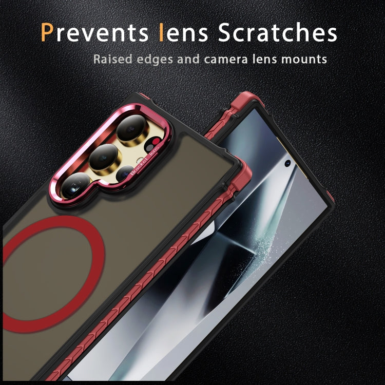 For Samsung Galaxy S24 Ultra 5G Rainbow Series Skin Feel MagSafe Lens Holder Phone Case