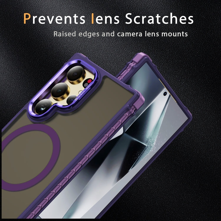 For Samsung Galaxy S24 Ultra 5G Rainbow Series Skin Feel MagSafe Lens Holder Phone Case
