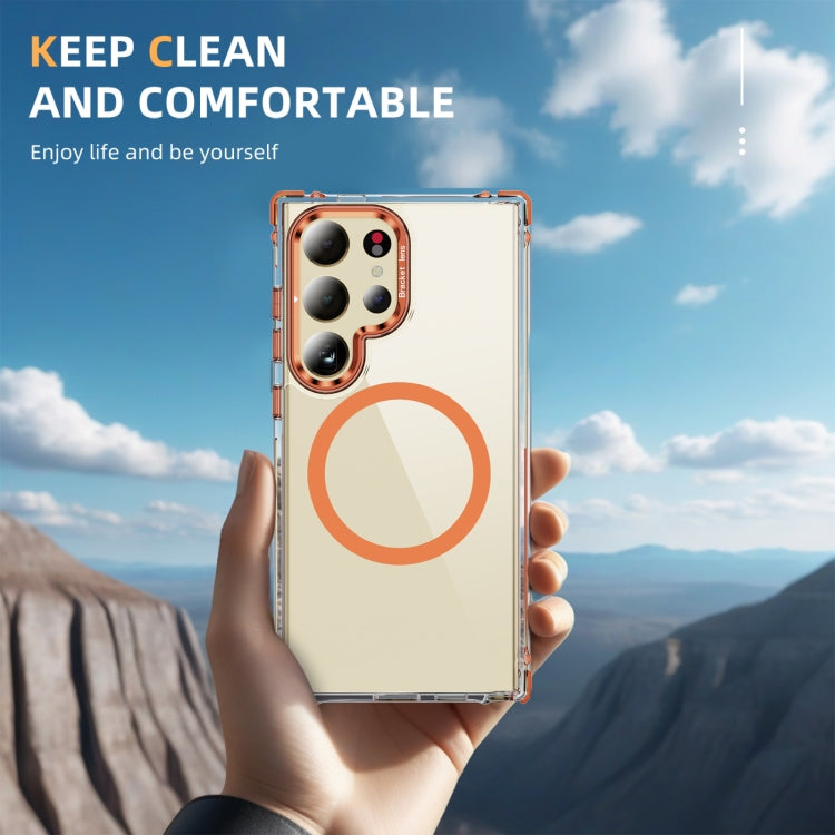 For Samsung Galaxy S24 Ultra 5G Rainbow Series Transparent MagSafe Lens Holder Phone Case