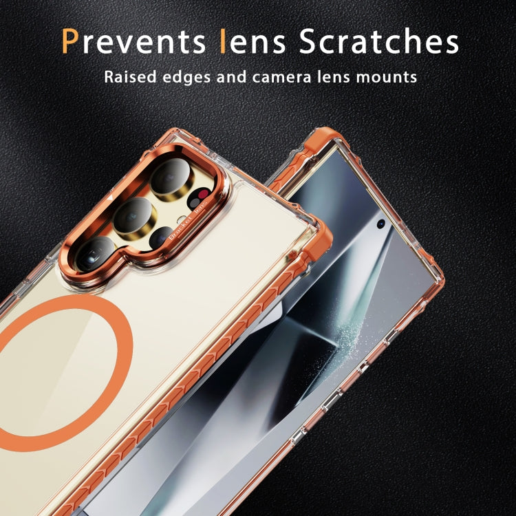 For Samsung Galaxy S24 Ultra 5G Rainbow Series Transparent MagSafe Lens Holder Phone Case