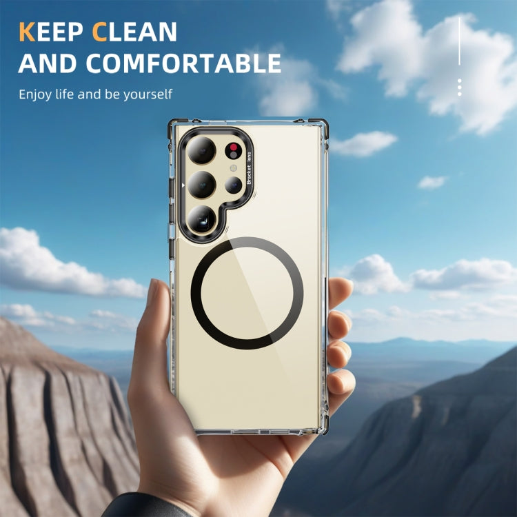 For Samsung Galaxy S24 Ultra 5G Rainbow Series Transparent MagSafe Lens Holder Phone Case