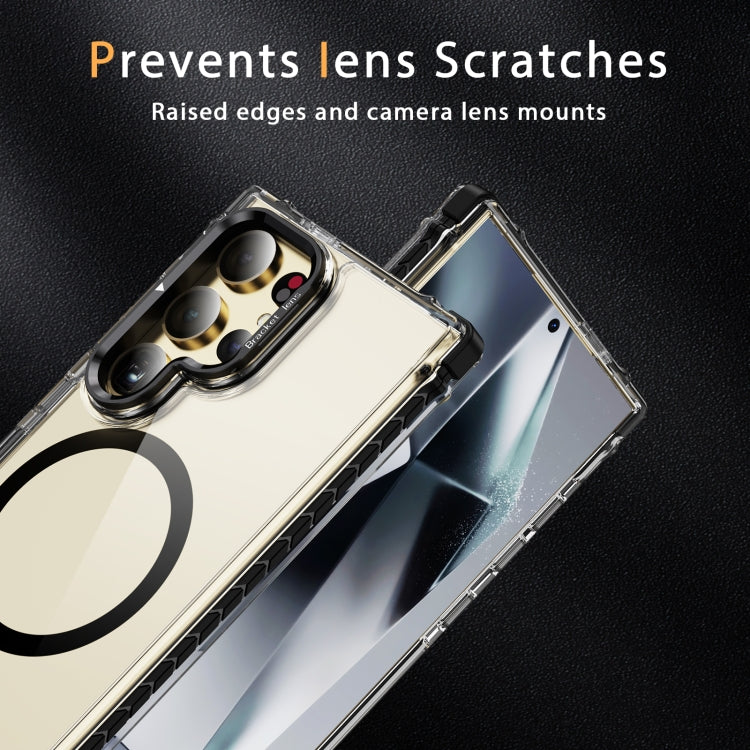 For Samsung Galaxy S24 Ultra 5G Rainbow Series Transparent MagSafe Lens Holder Phone Case