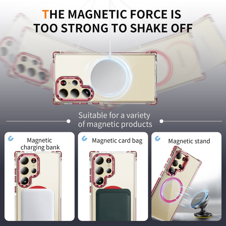 For Samsung Galaxy S24 Ultra 5G Rainbow Series Transparent MagSafe Lens Holder Phone Case