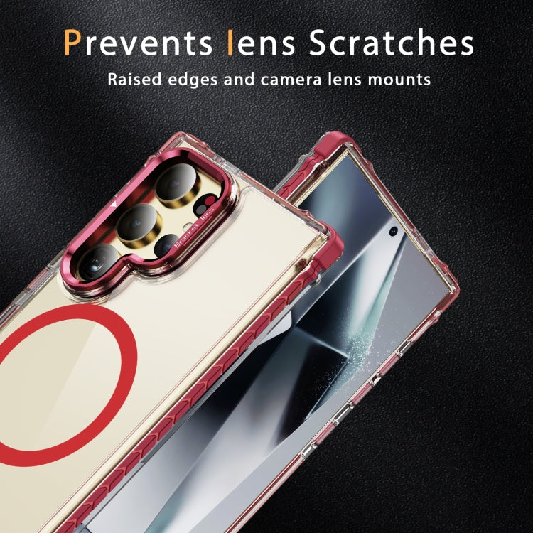 For Samsung Galaxy S24 Ultra 5G Rainbow Series Transparent MagSafe Lens Holder Phone Case