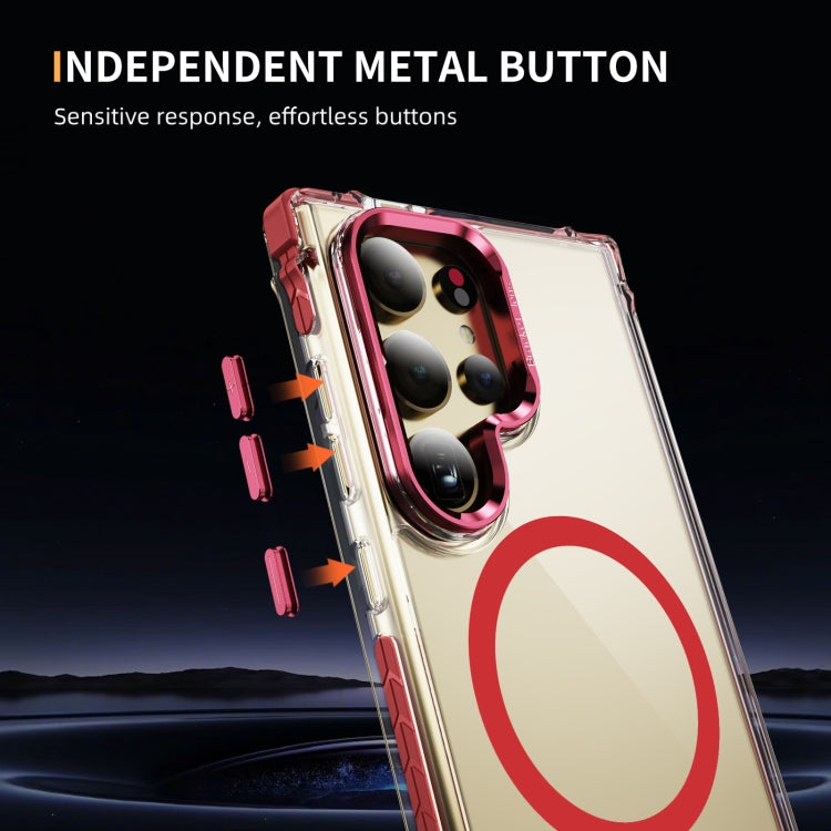 For Samsung Galaxy S24 Ultra 5G Rainbow Series Transparent MagSafe Lens Holder Phone Case