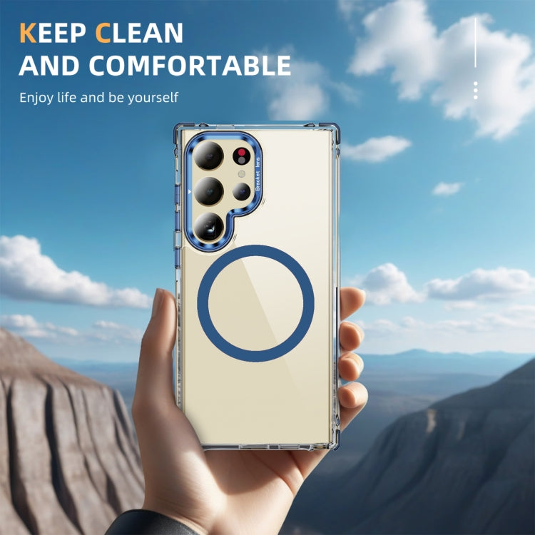 For Samsung Galaxy S24 Ultra 5G Rainbow Series Transparent MagSafe Lens Holder Phone Case