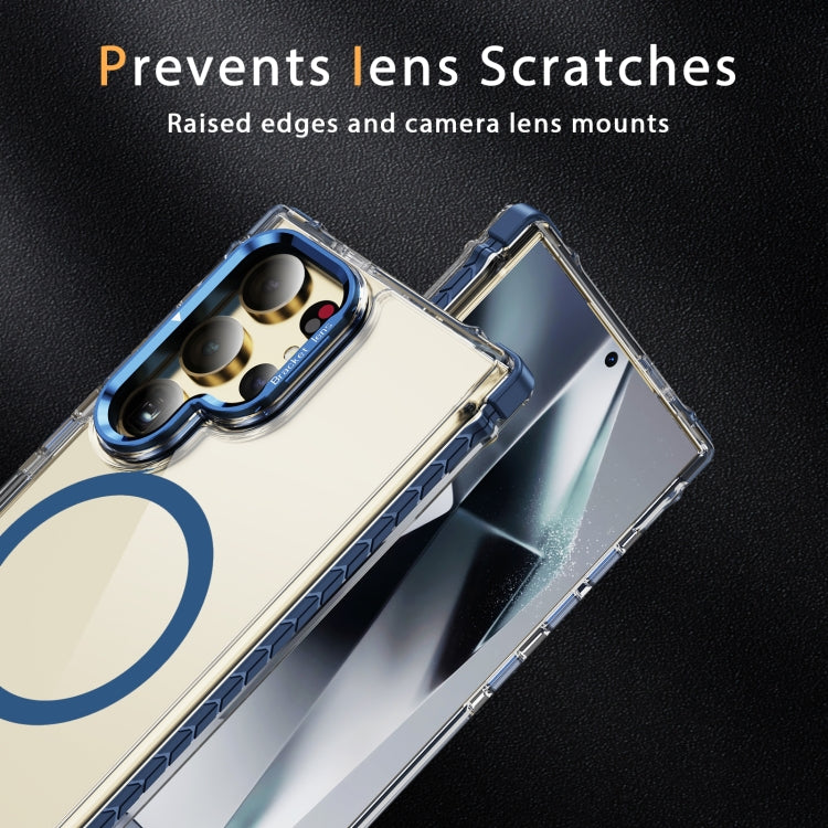 For Samsung Galaxy S24 Ultra 5G Rainbow Series Transparent MagSafe Lens Holder Phone Case