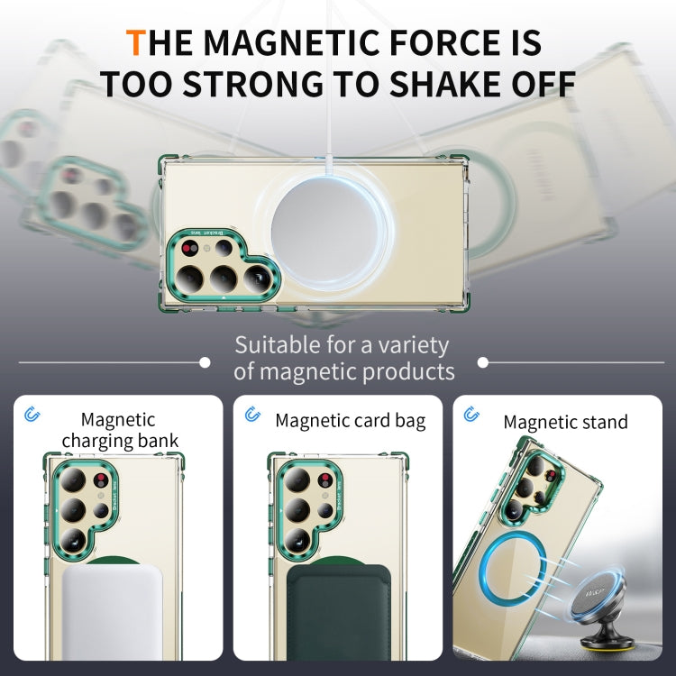 For Samsung Galaxy S24 Ultra 5G Rainbow Series Transparent MagSafe Lens Holder Phone Case