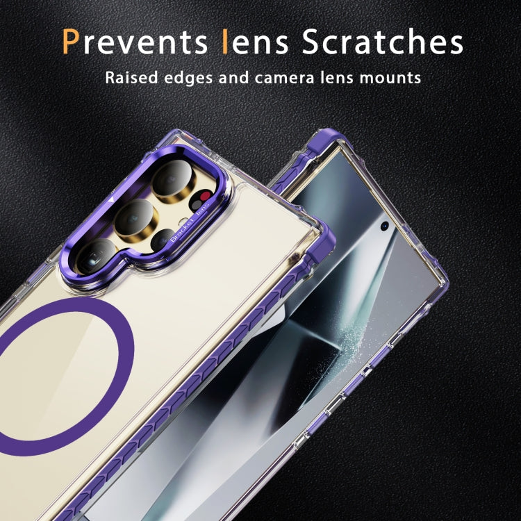 For Samsung Galaxy S24 Ultra 5G Rainbow Series Transparent MagSafe Lens Holder Phone Case