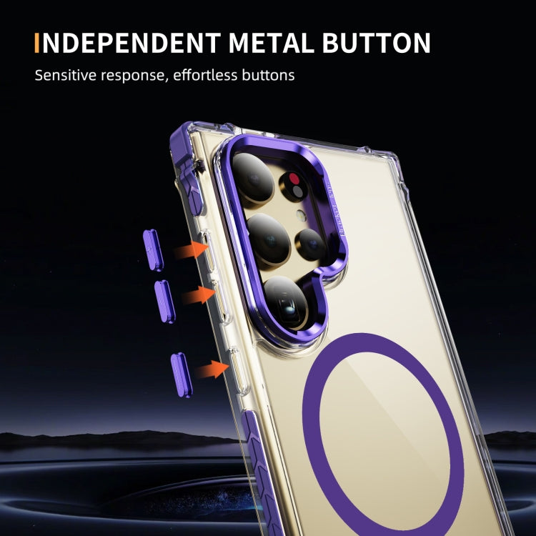 For Samsung Galaxy S24 Ultra 5G Rainbow Series Transparent MagSafe Lens Holder Phone Case