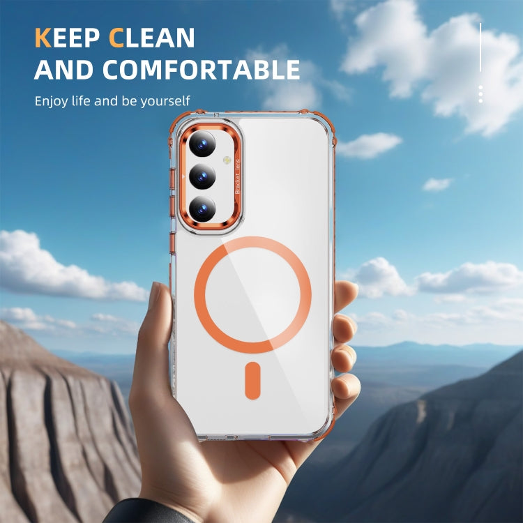 For Samsung Galaxy S23 FE 5G Rainbow Series Transparent MagSafe Lens Holder Phone Case