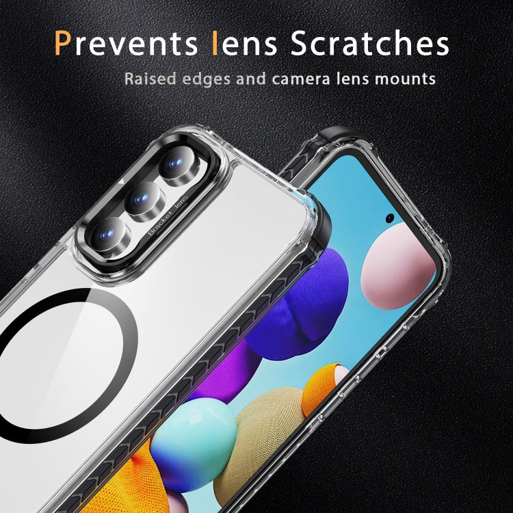 For Samsung Galaxy S23 FE 5G Rainbow Series Transparent MagSafe Lens Holder Phone Case
