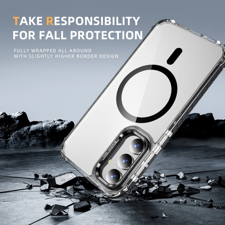 For Samsung Galaxy S23 FE 5G Rainbow Series Transparent MagSafe Lens Holder Phone Case
