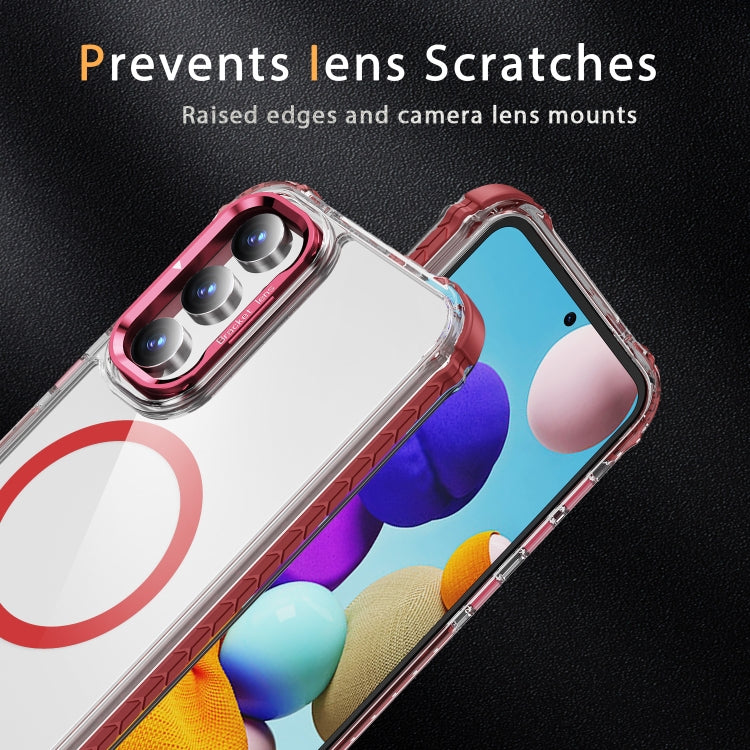 For Samsung Galaxy S23 FE 5G Rainbow Series Transparent MagSafe Lens Holder Phone Case
