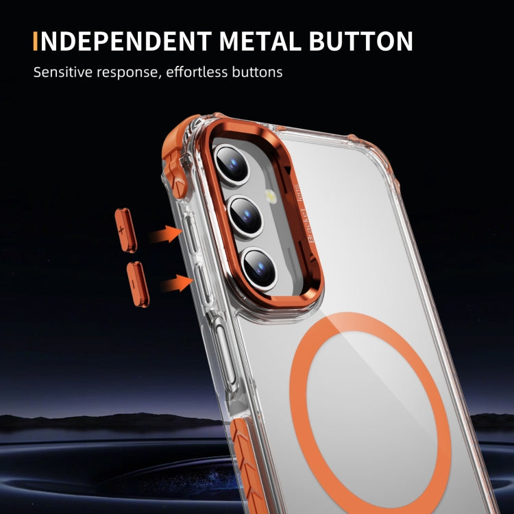 For Samsung Galaxy A15 Rainbow Series Transparent MagSafe Lens Holder Phone Case