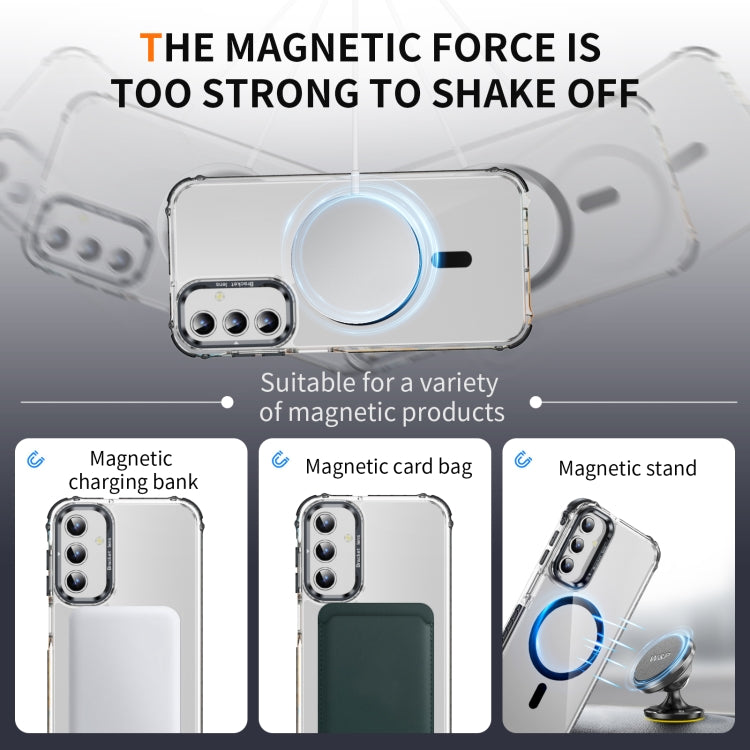 For Samsung Galaxy A15 Rainbow Series Transparent MagSafe Lens Holder Phone Case