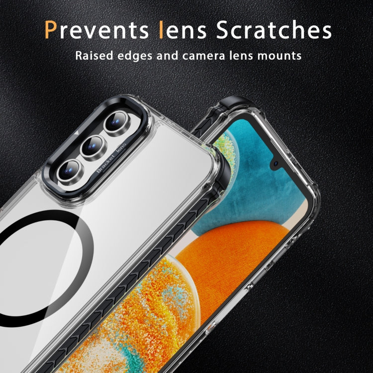 For Samsung Galaxy A15 Rainbow Series Transparent MagSafe Lens Holder Phone Case