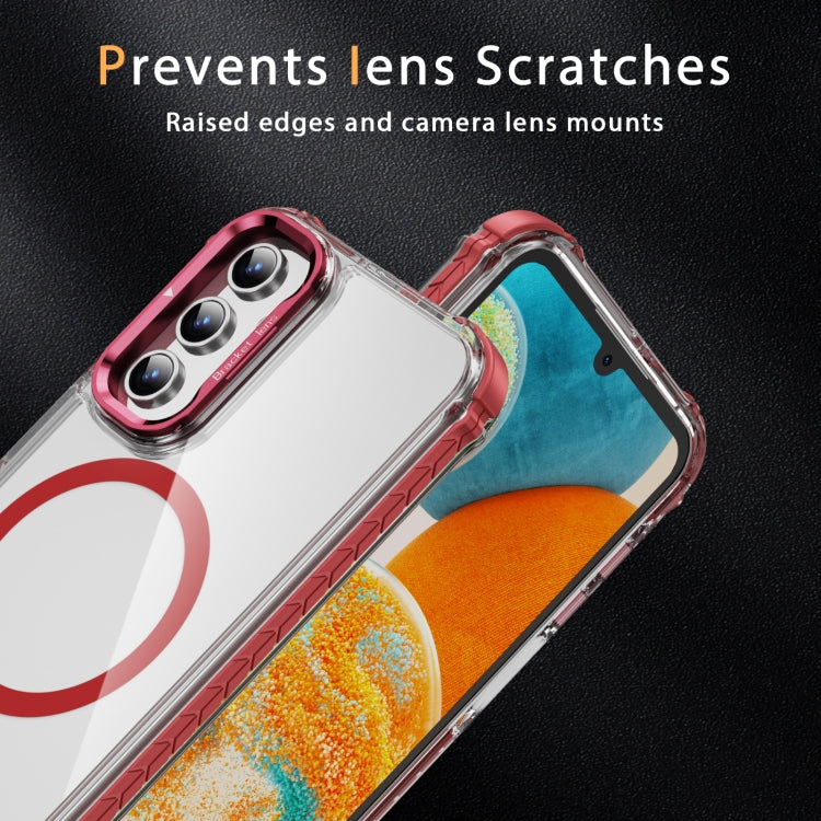 For Samsung Galaxy A15 Rainbow Series Transparent MagSafe Lens Holder Phone Case