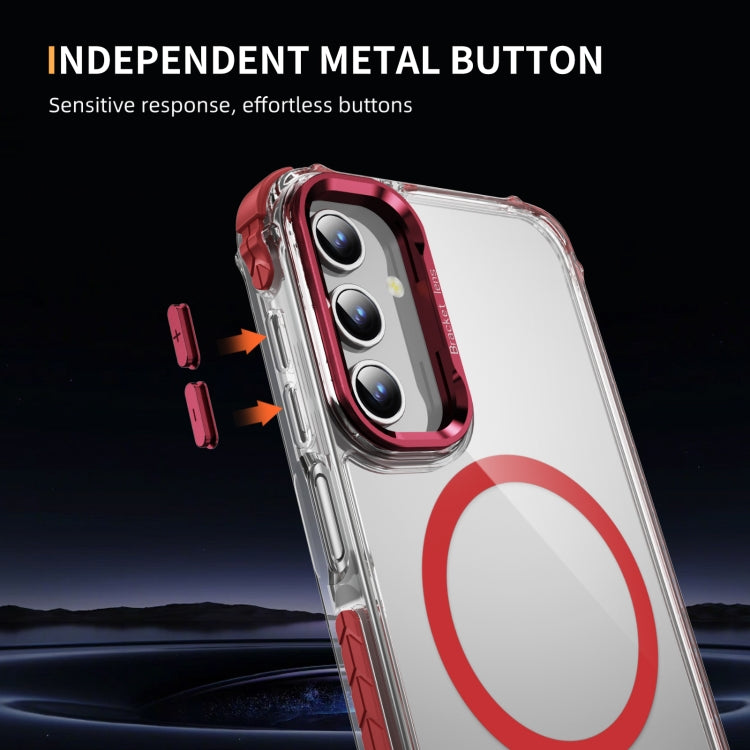For Samsung Galaxy A15 Rainbow Series Transparent MagSafe Lens Holder Phone Case