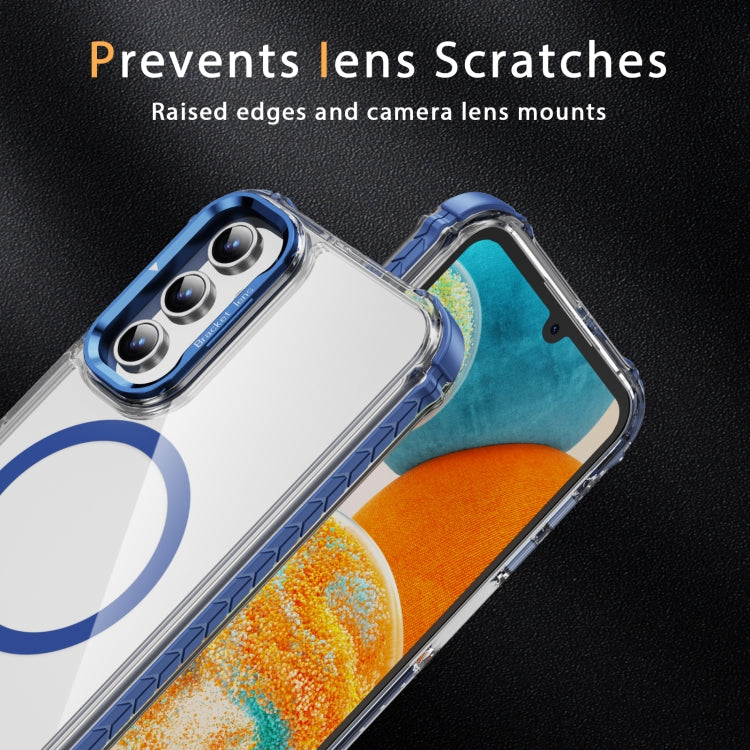 For Samsung Galaxy A15 Rainbow Series Transparent MagSafe Lens Holder Phone Case