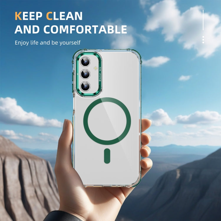 For Samsung Galaxy A15 Rainbow Series Transparent MagSafe Lens Holder Phone Case