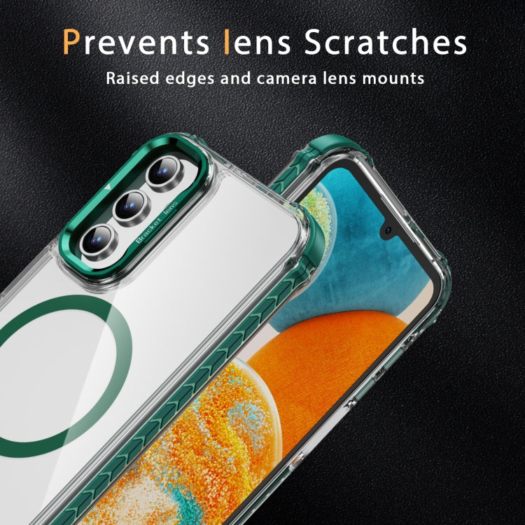 For Samsung Galaxy A15 Rainbow Series Transparent MagSafe Lens Holder Phone Case