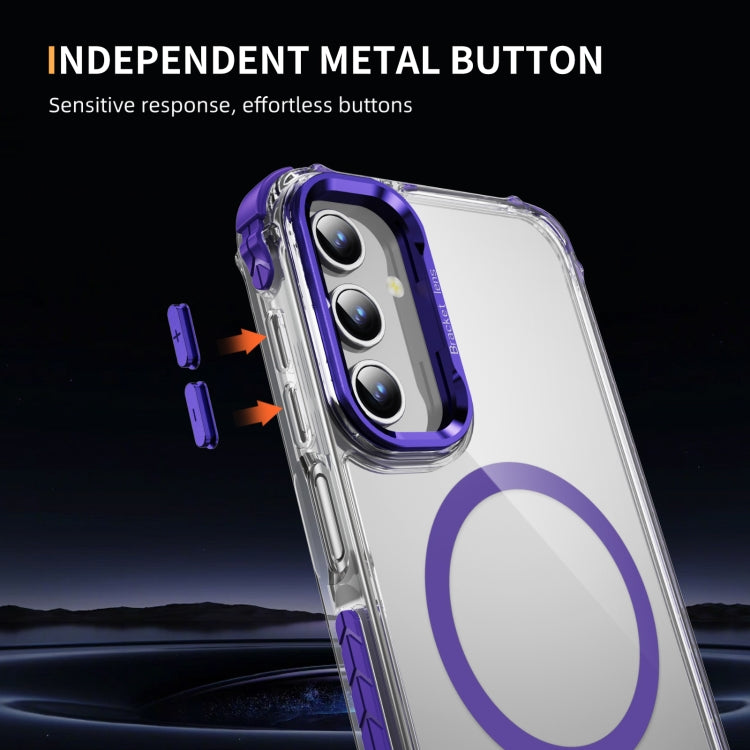 For Samsung Galaxy A15 Rainbow Series Transparent MagSafe Lens Holder Phone Case
