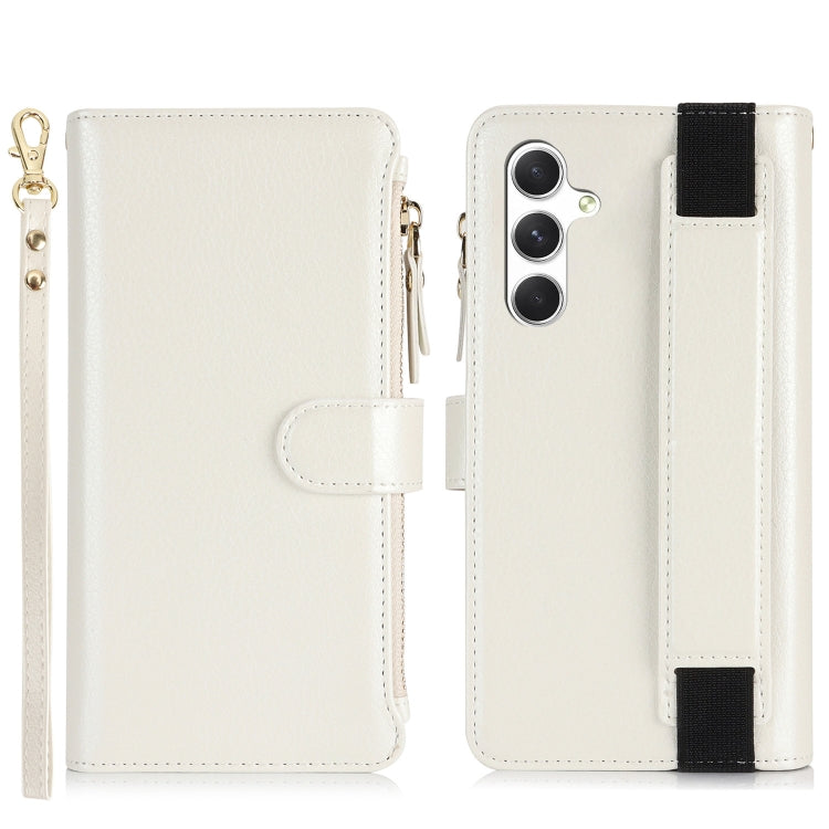 For Samsung Galaxy A15 Wristband Holder Zipper Purse RFID Leather Phone Case