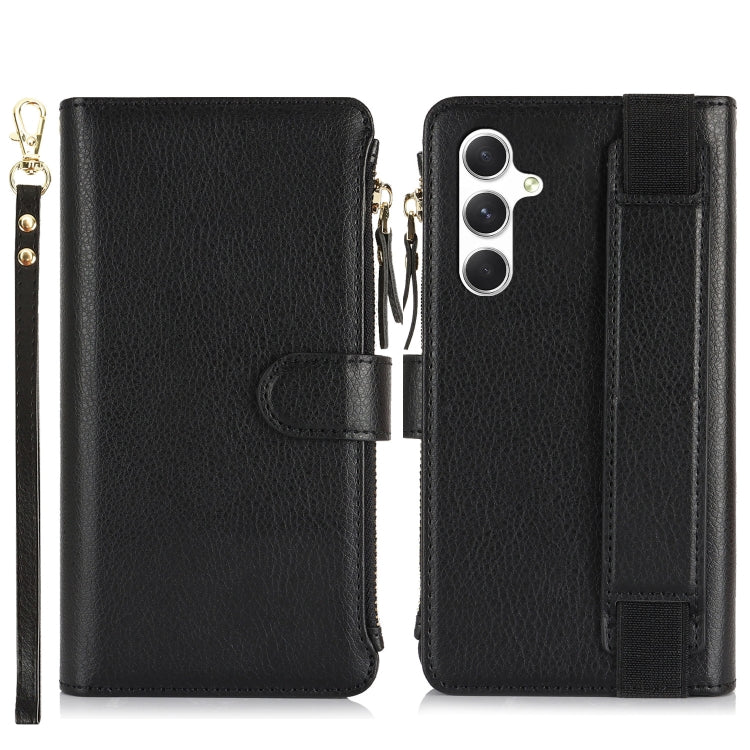 For Samsung Galaxy A14 Wristband Holder Zipper Purse RFID Leather Phone Case