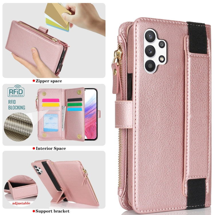 For Samsung Galaxy A13 5G / 4G Wristband Holder Zipper Purse RFID Leather Phone Case