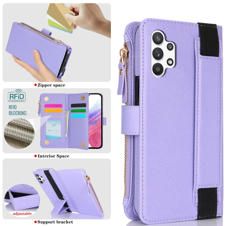 For Samsung Galaxy A13 5G / 4G Wristband Holder Zipper Purse RFID Leather Phone Case