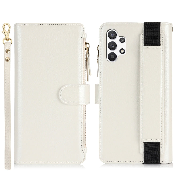 For Samsung Galaxy A13 5G / 4G Wristband Holder Zipper Purse RFID Leather Phone Case