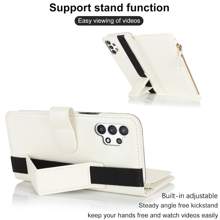 For Samsung Galaxy A13 5G / 4G Wristband Holder Zipper Purse RFID Leather Phone Case