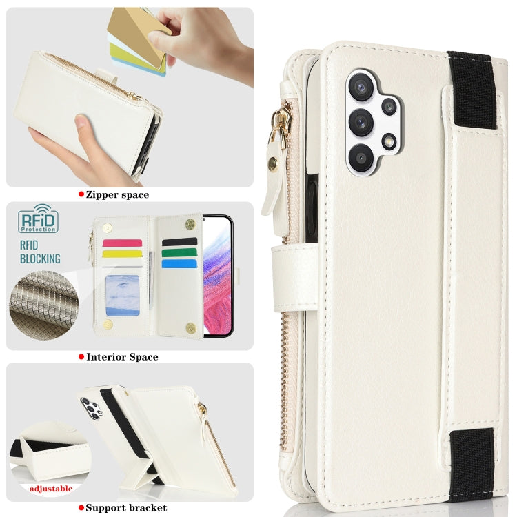 For Samsung Galaxy A13 5G / 4G Wristband Holder Zipper Purse RFID Leather Phone Case