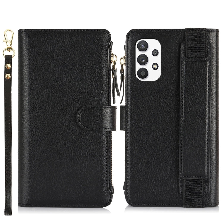 For Samsung Galaxy A53 Wristband Holder Zipper Purse RFID Leather Phone Case