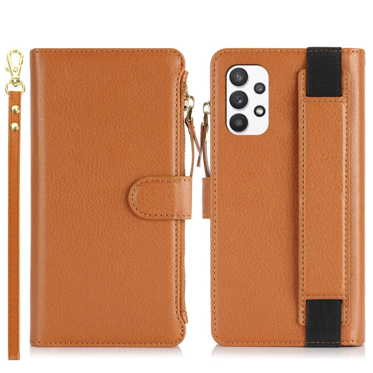 For Samsung Galaxy A53 Wristband Holder Zipper Purse RFID Leather Phone Case