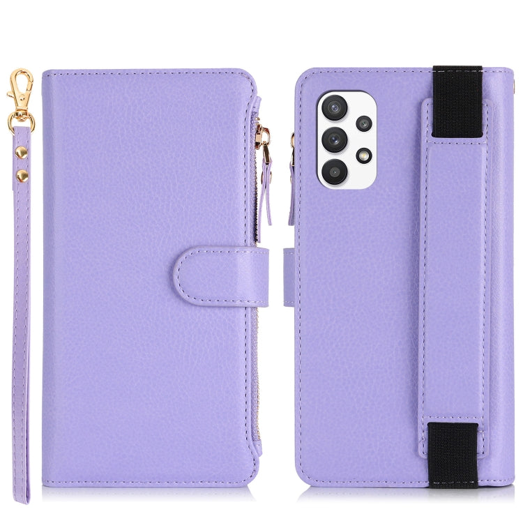 For Samsung Galaxy A53 Wristband Holder Zipper Purse RFID Leather Phone Case