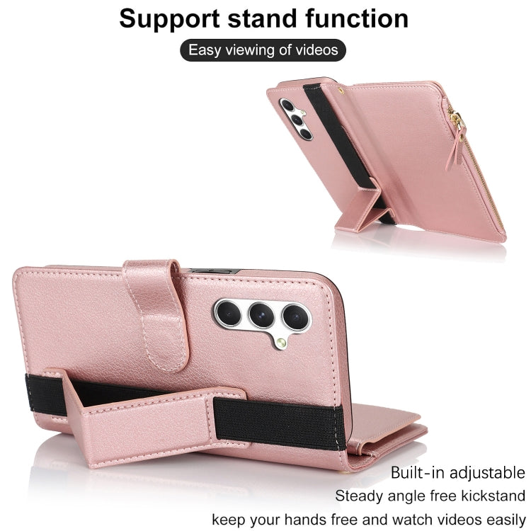 For Samsung Galaxy A54 Wristband Holder Zipper Purse RFID Leather Phone Case