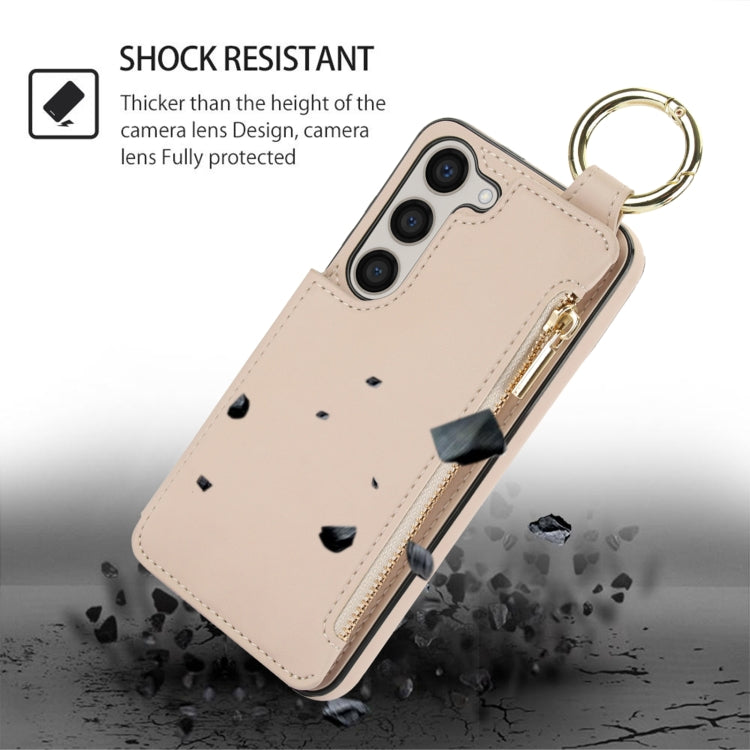 For Samsung Galaxy S23 5G RFlD Anti-theft Double Buckle Ring Zipper Card Phone Case