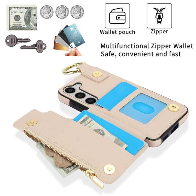 For Samsung Galaxy S23 5G RFlD Anti-theft Double Buckle Ring Zipper Card Phone Case