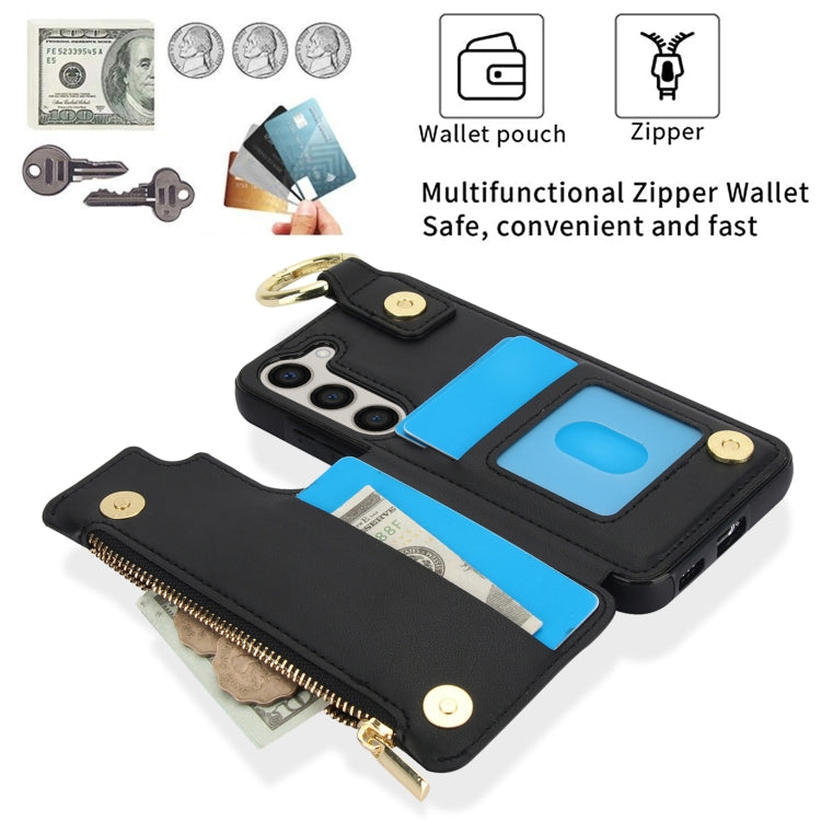For Samsung Galaxy S23 5G RFlD Anti-theft Double Buckle Ring Zipper Card Phone Case
