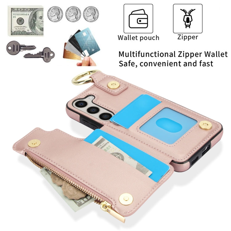 For Samsung Galaxy S23+ 5G RFlD Anti-theft Double Buckle Ring Zipper Card Phone Case