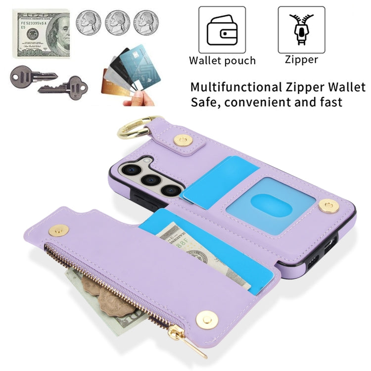 For Samsung Galaxy S23+ 5G RFlD Anti-theft Double Buckle Ring Zipper Card Phone Case