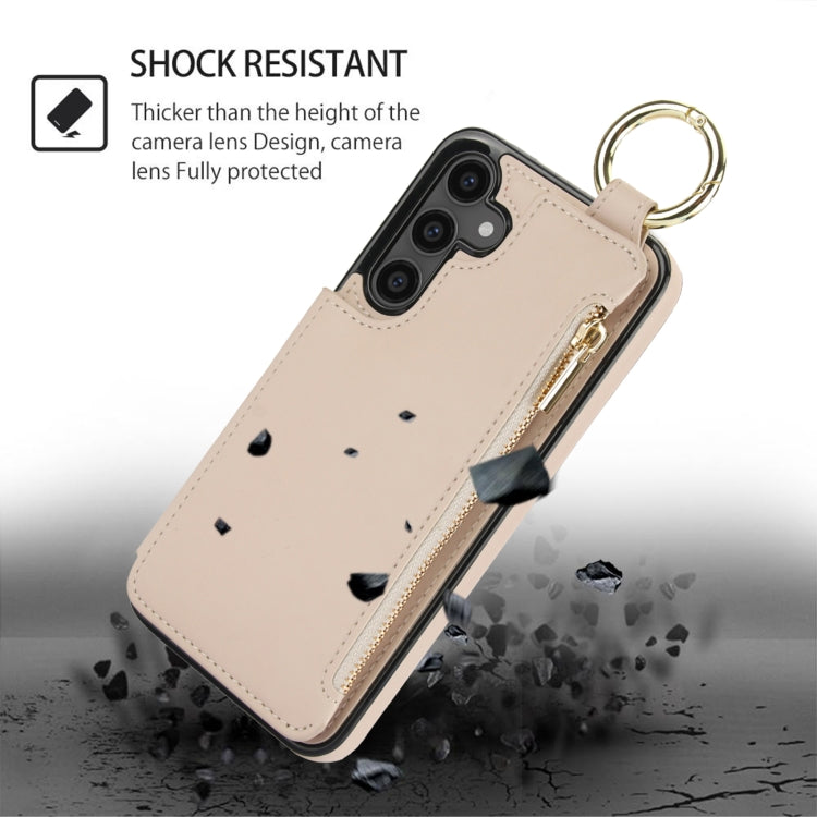 For Samsung Galaxy S23 FE 5G RFlD Anti-theft Double Buckle Ring Zipper Card Phone Case